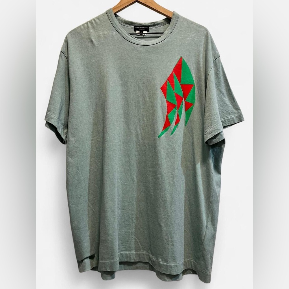 Comme des Garcons Homme Plus Mint Green and Red Graphic Tee Small Oversized